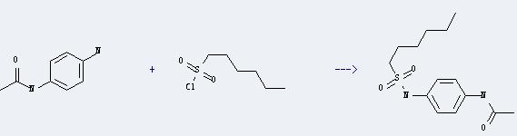 P-Amino acetanilide can react with to hexane-1-sulfonyl chloride get N-(4-acetamidophenyl)sulfamoylhexane 